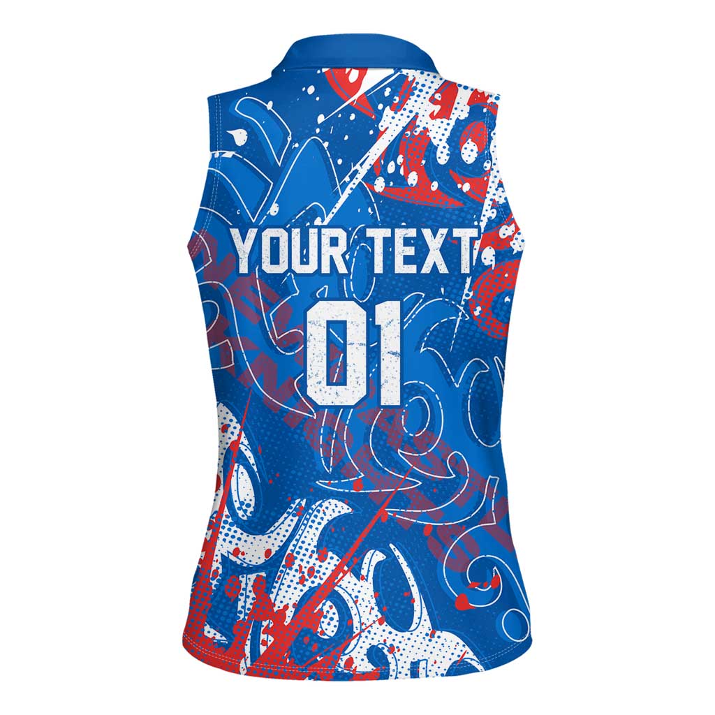 Personalized Newcastle Knights Rugby Women Sleeveless Polo Shirt Urban Street Graffiti Style - Distressed Splatter Elements