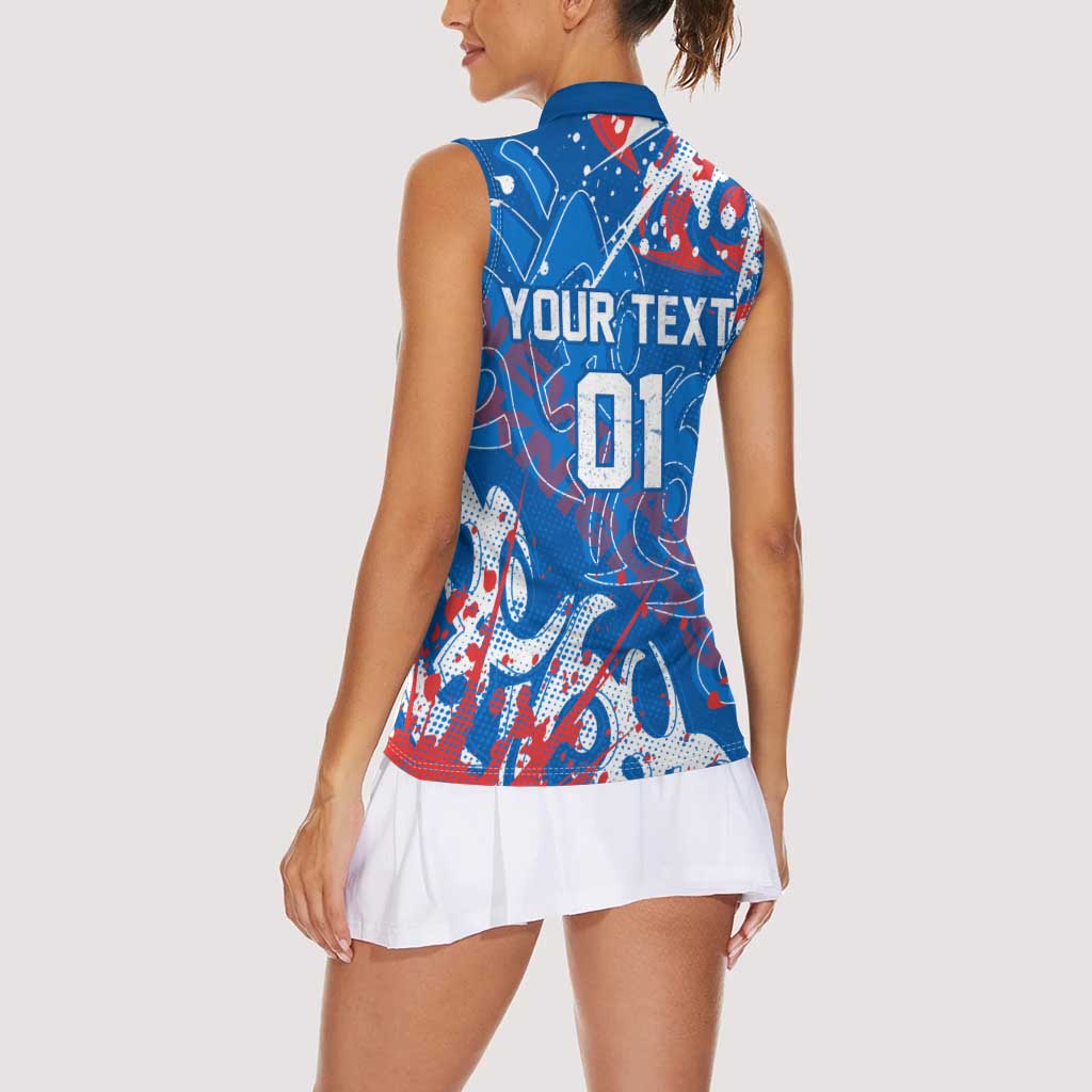 Personalized Newcastle Knights Rugby Women Sleeveless Polo Shirt Urban Street Graffiti Style - Distressed Splatter Elements