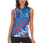 Personalized Newcastle Knights Rugby Women Sleeveless Polo Shirt Urban Street Graffiti Style - Distressed Splatter Elements