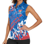 Personalized Newcastle Knights Rugby Women Sleeveless Polo Shirt Urban Street Graffiti Style - Distressed Splatter Elements