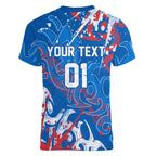 Personalized Newcastle Knights Rugby Women V-Neck T-Shirt Urban Street Graffiti Style - Distressed Splatter Elements