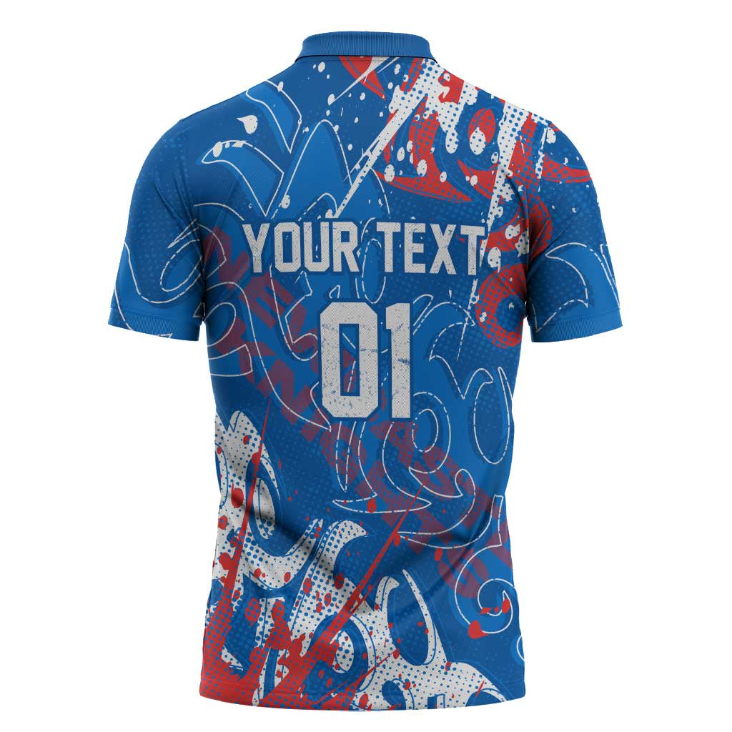 Personalized Newcastle Knights Rugby Zipper Polo Shirt Urban Street Graffiti Style - Distressed Splatter Elements