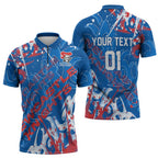 Personalized Newcastle Knights Rugby Zipper Polo Shirt Urban Street Graffiti Style - Distressed Splatter Elements