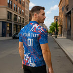 Personalized Newcastle Knights Rugby Zipper Polo Shirt Urban Street Graffiti Style - Distressed Splatter Elements