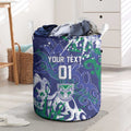 Personalized New Zealand Warriors Rugby Laundry Basket Urban Street Graffiti Style - Distressed Splatter Elements