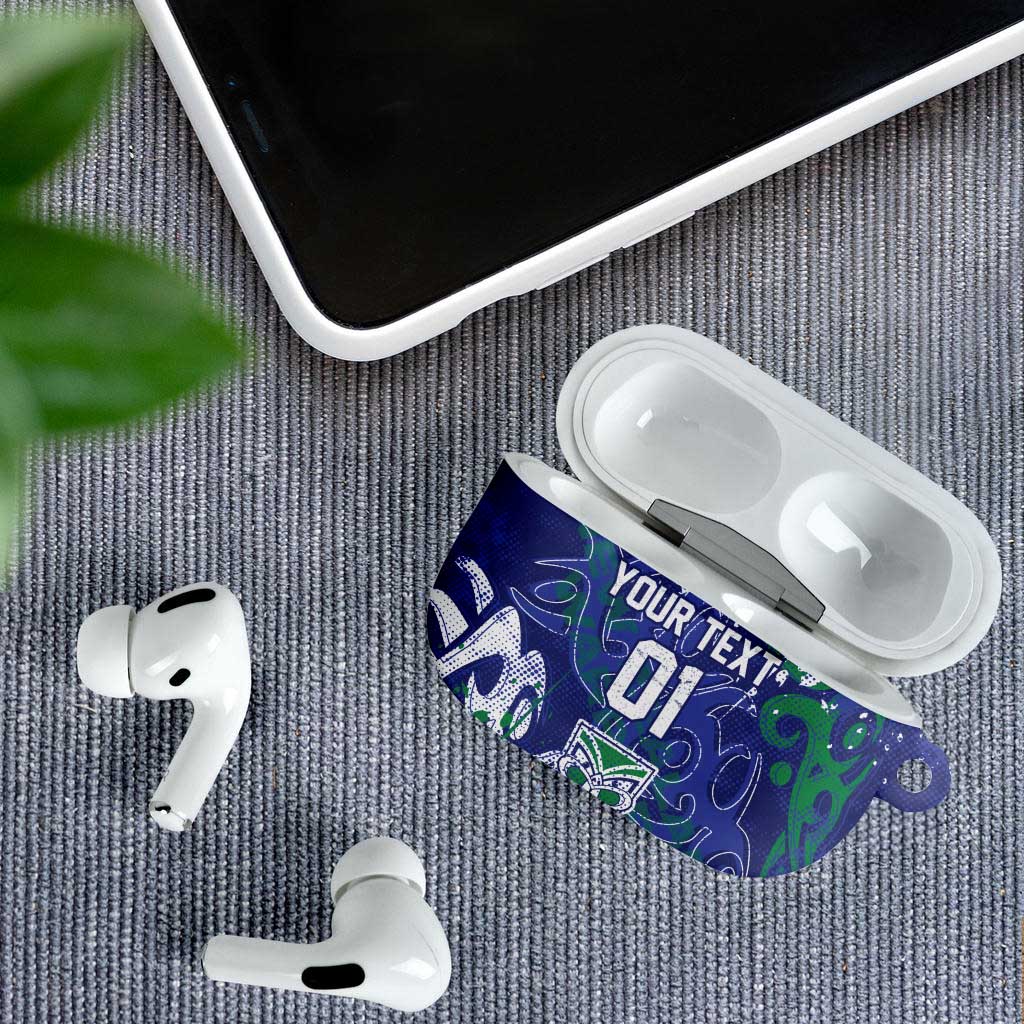 Personalized New Zealand Warriors Rugby AirPods Case Urban Street Graffiti Style - Distressed Splatter Elements