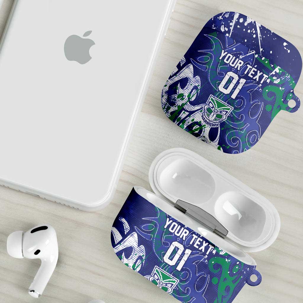 Personalized New Zealand Warriors Rugby AirPods Case Urban Street Graffiti Style - Distressed Splatter Elements
