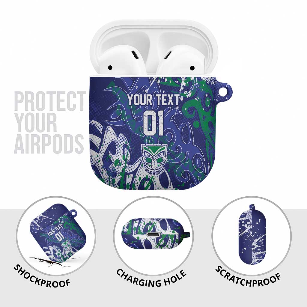 Personalized New Zealand Warriors Rugby AirPods Case Urban Street Graffiti Style - Distressed Splatter Elements
