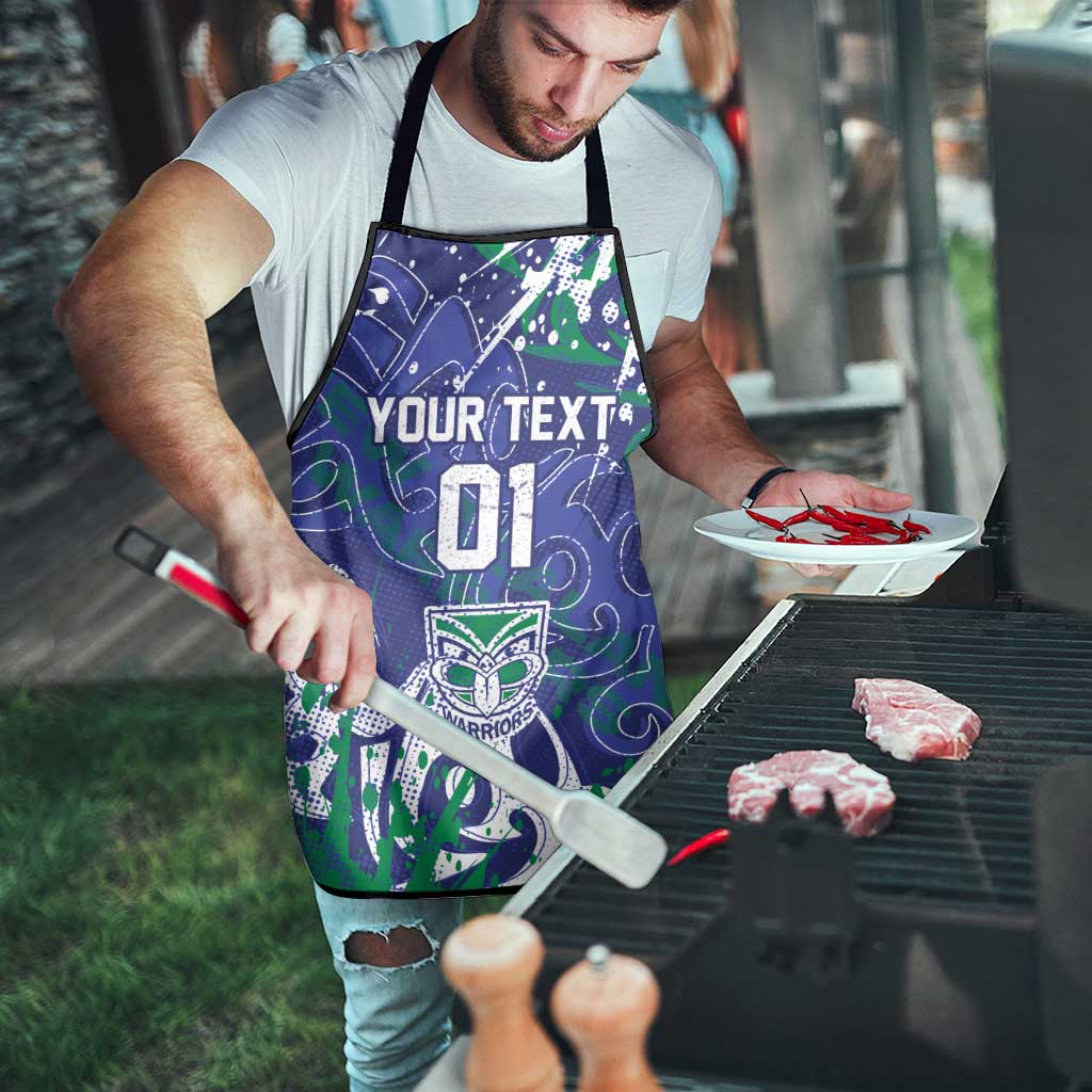 Personalized New Zealand Warriors Rugby Apron Urban Street Graffiti Style - Distressed Splatter Elements