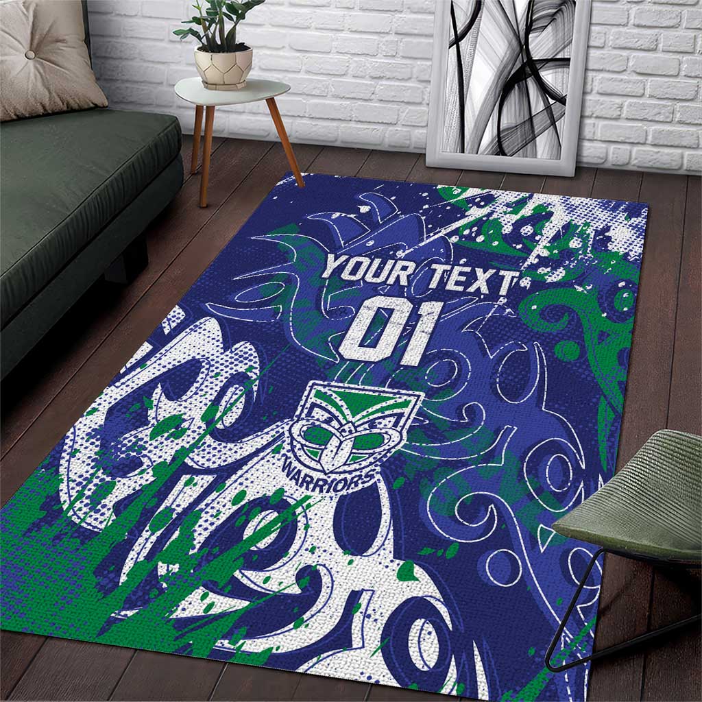 Personalized New Zealand Warriors Rugby Area Rug Urban Street Graffiti Style - Distressed Splatter Elements