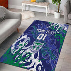 Personalized New Zealand Warriors Rugby Area Rug Urban Street Graffiti Style - Distressed Splatter Elements