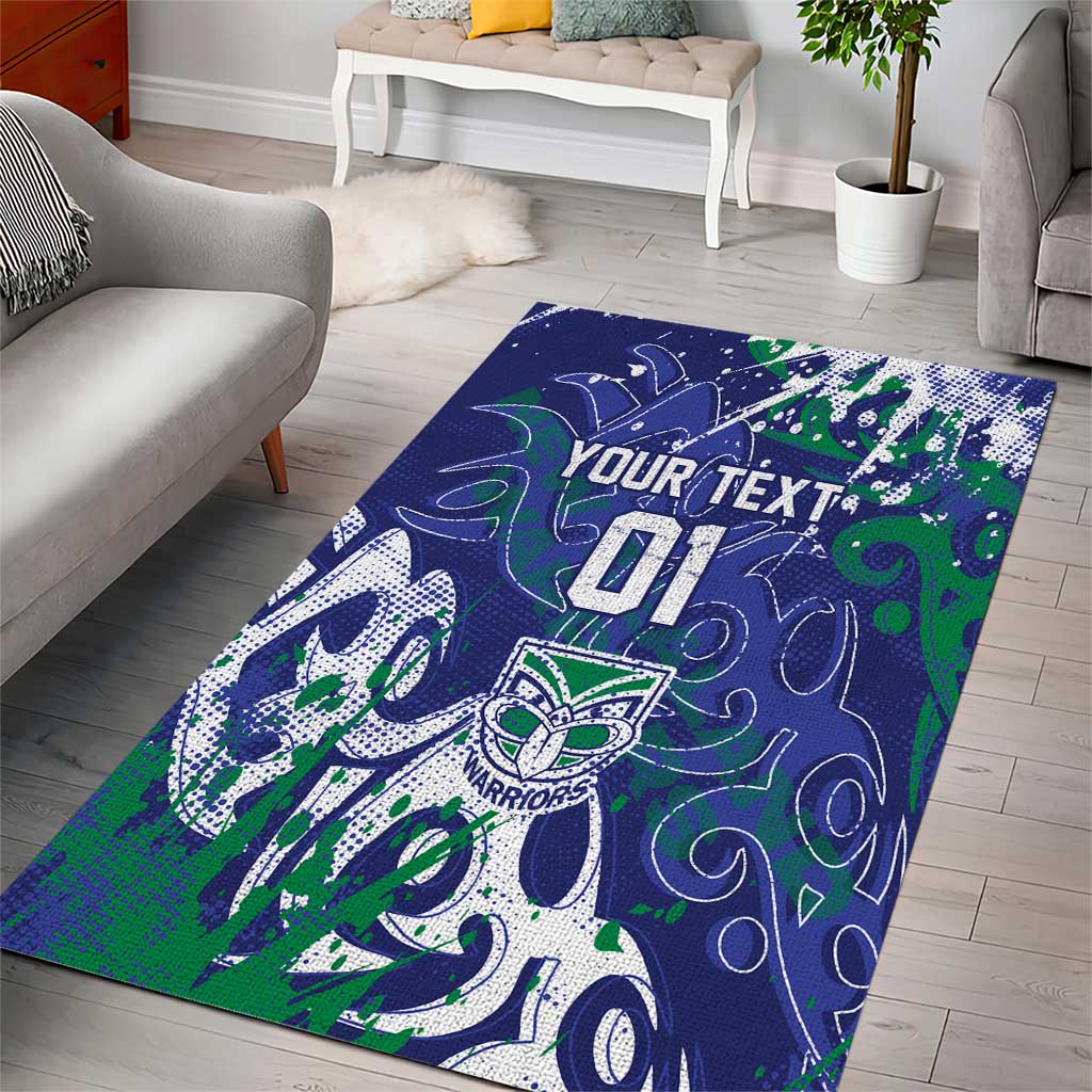 Personalized New Zealand Warriors Rugby Area Rug Urban Street Graffiti Style - Distressed Splatter Elements