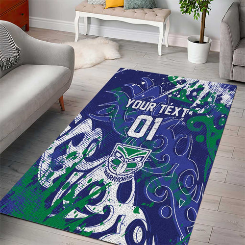 Personalized New Zealand Warriors Rugby Area Rug Urban Street Graffiti Style - Distressed Splatter Elements