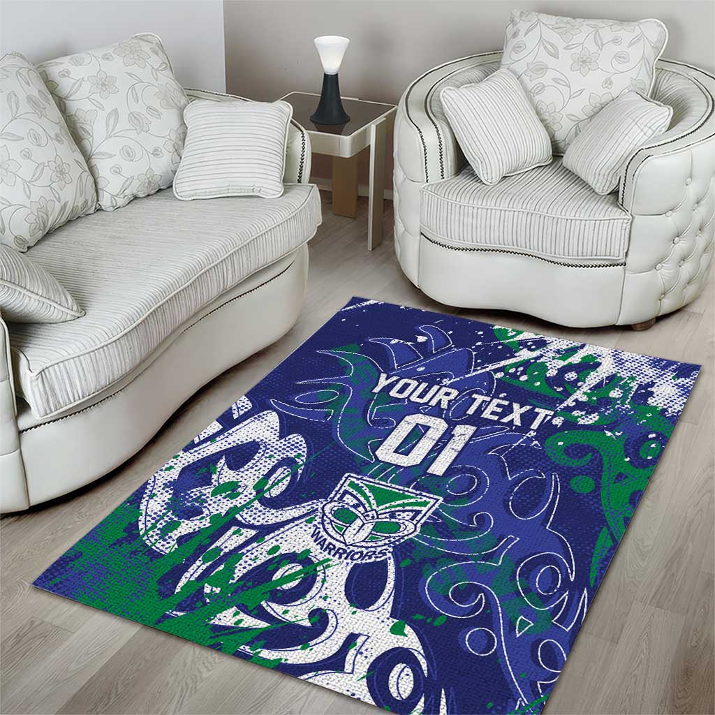 Personalized New Zealand Warriors Rugby Area Rug Urban Street Graffiti Style - Distressed Splatter Elements