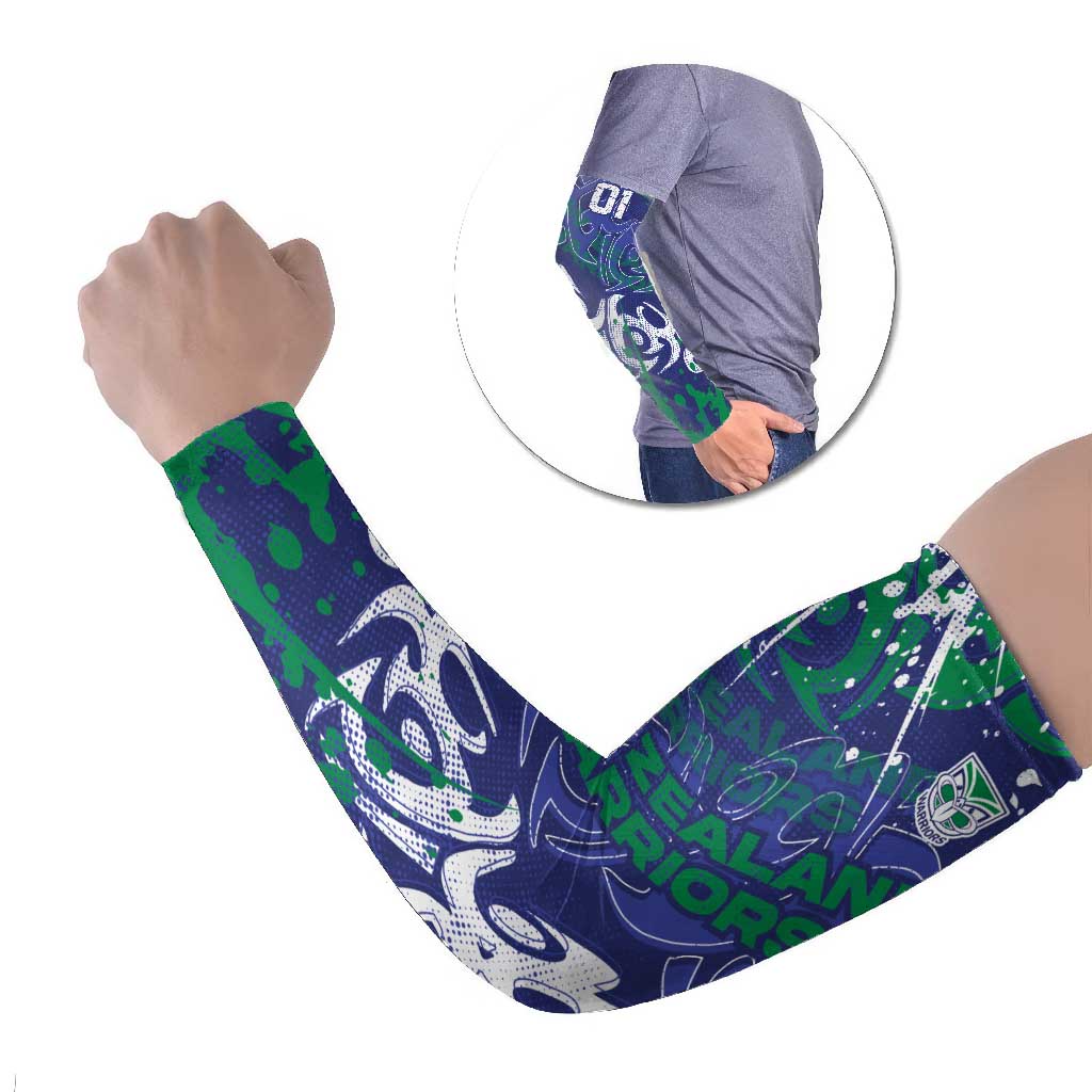 Personalized New Zealand Warriors Rugby Arm Sleeves Urban Street Graffiti Style - Distressed Splatter Elements