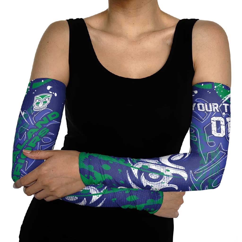 Personalized New Zealand Warriors Rugby Arm Sleeves Urban Street Graffiti Style - Distressed Splatter Elements