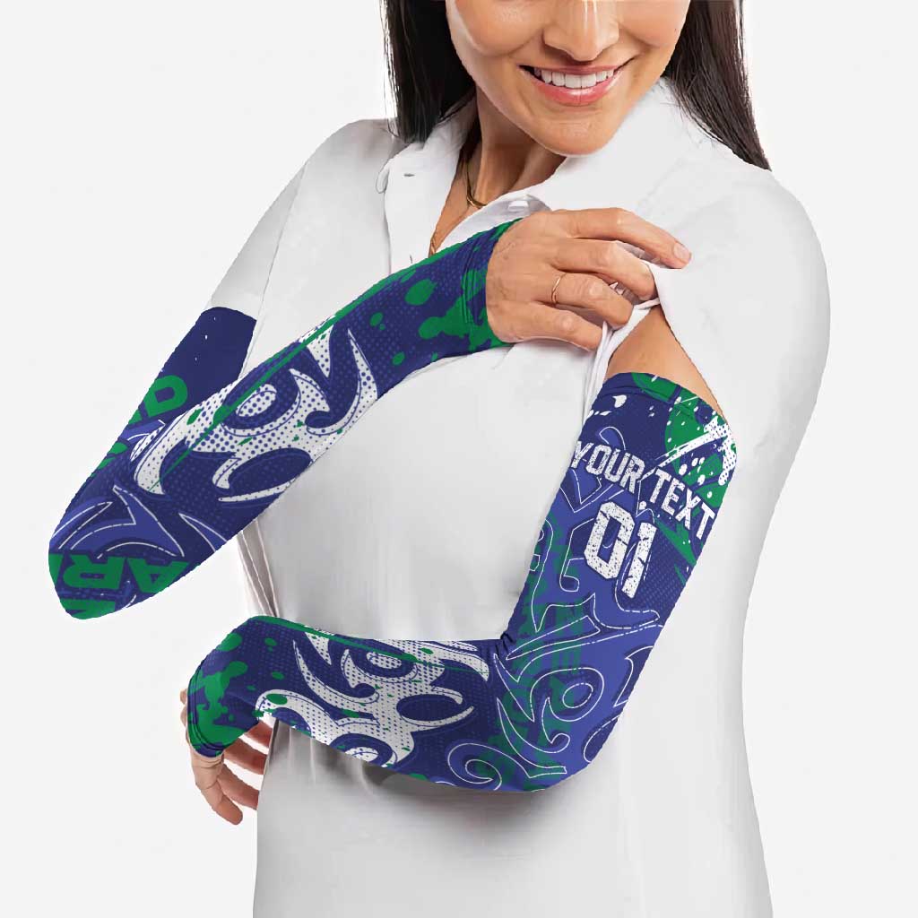 Personalized New Zealand Warriors Rugby Arm Sleeves Urban Street Graffiti Style - Distressed Splatter Elements