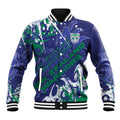 Personalized New Zealand Warriors Rugby Baseball Jacket Urban Street Graffiti Style - Distressed Splatter Elements