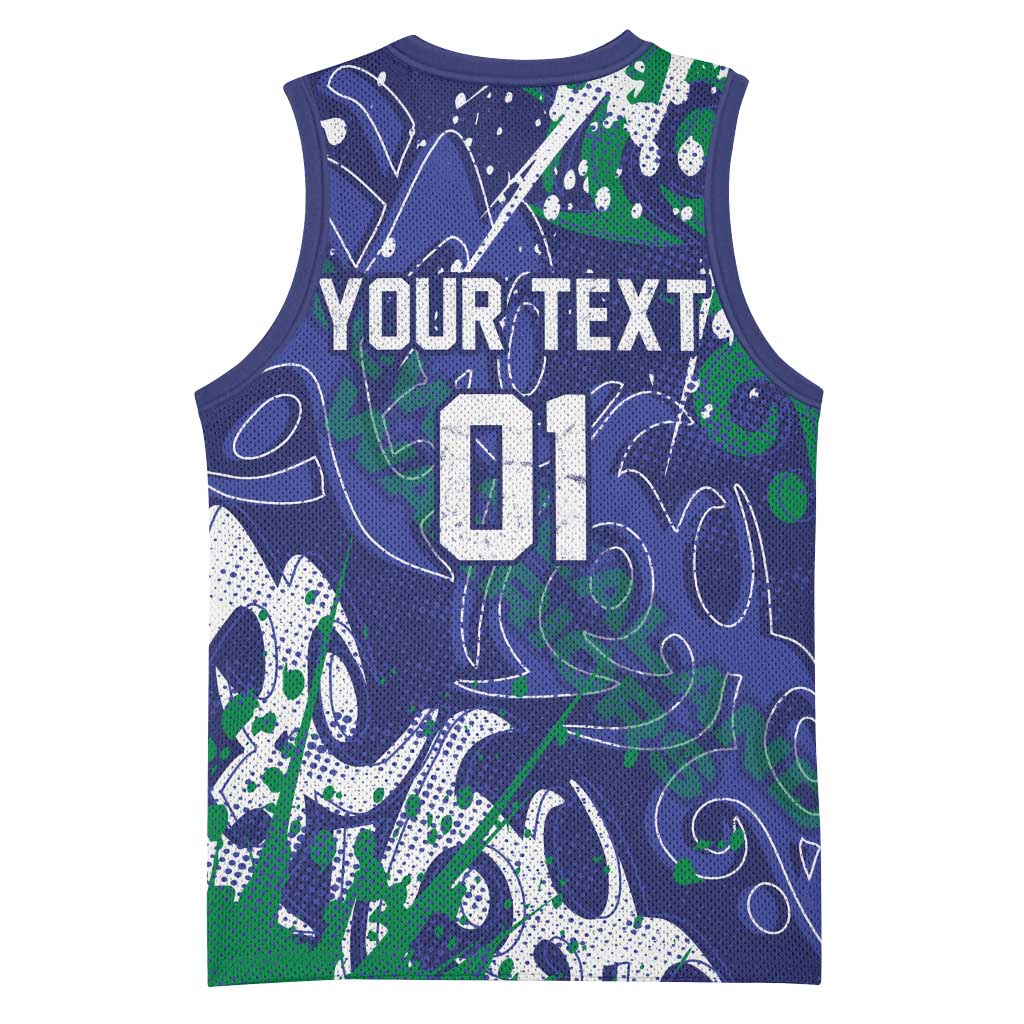 Personalized New Zealand Warriors Rugby Basketball Jersey Urban Street Graffiti Style - Distressed Splatter Elements