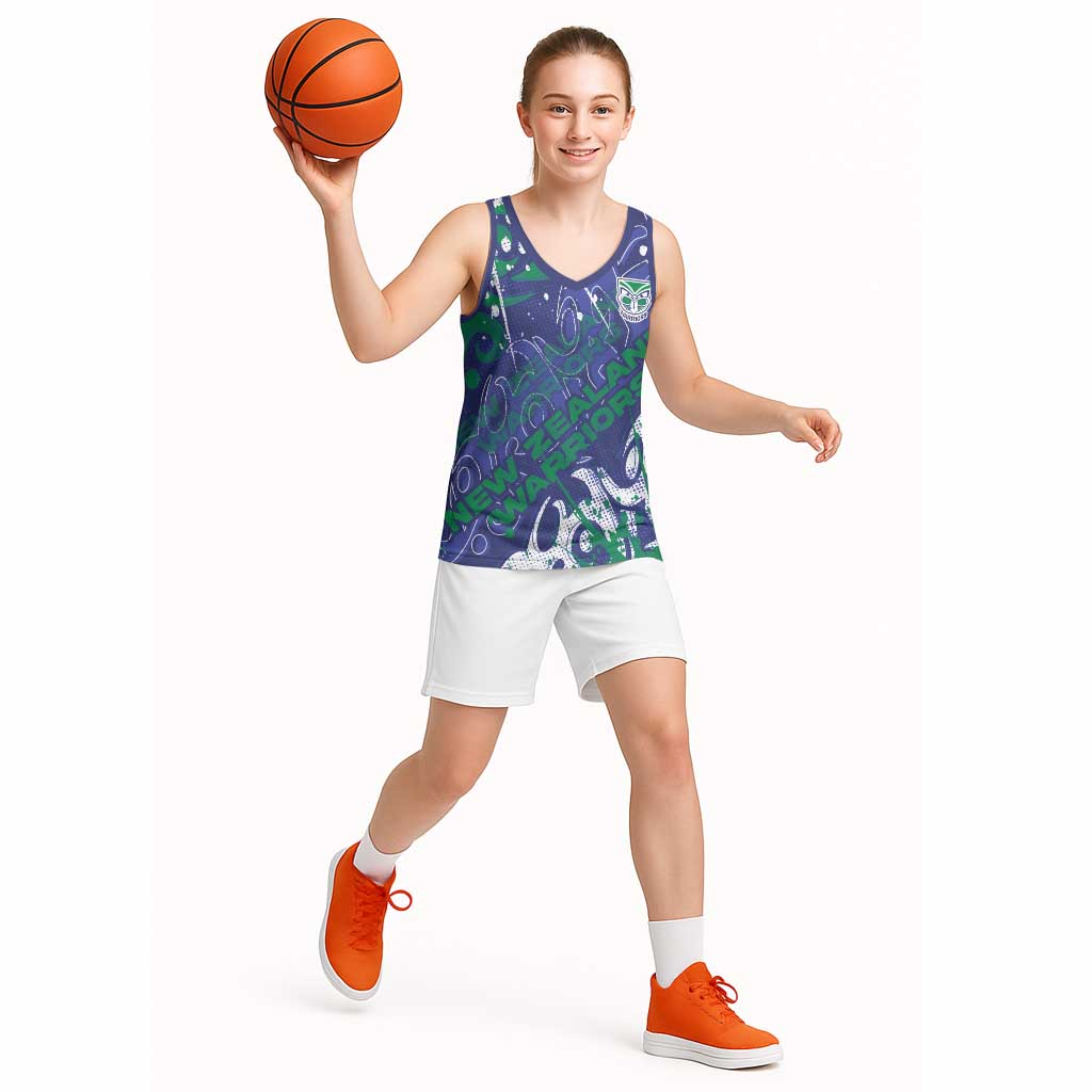 Personalized New Zealand Warriors Rugby Basketball Jersey Urban Street Graffiti Style - Distressed Splatter Elements