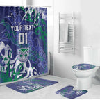 Personalized New Zealand Warriors Rugby Bathroom Set Urban Street Graffiti Style - Distressed Splatter Elements