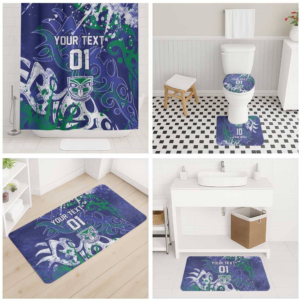 Personalized New Zealand Warriors Rugby Bathroom Set Urban Street Graffiti Style - Distressed Splatter Elements