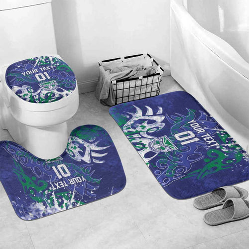 Personalized New Zealand Warriors Rugby Bathroom Set Urban Street Graffiti Style - Distressed Splatter Elements