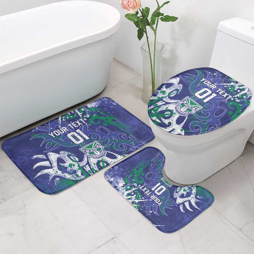 Personalized New Zealand Warriors Rugby Bathroom Set Urban Street Graffiti Style - Distressed Splatter Elements