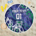 Personalized New Zealand Warriors Rugby Beach Blanket Urban Street Graffiti Style - Distressed Splatter Elements