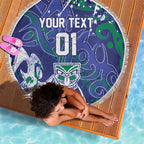 Personalized New Zealand Warriors Rugby Beach Blanket Urban Street Graffiti Style - Distressed Splatter Elements