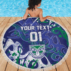 Personalized New Zealand Warriors Rugby Beach Blanket Urban Street Graffiti Style - Distressed Splatter Elements