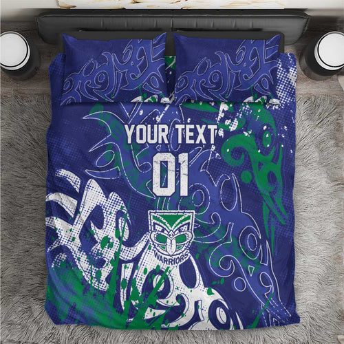Personalized New Zealand Warriors Rugby Bedding Set Urban Street Graffiti Style - Distressed Splatter Elements