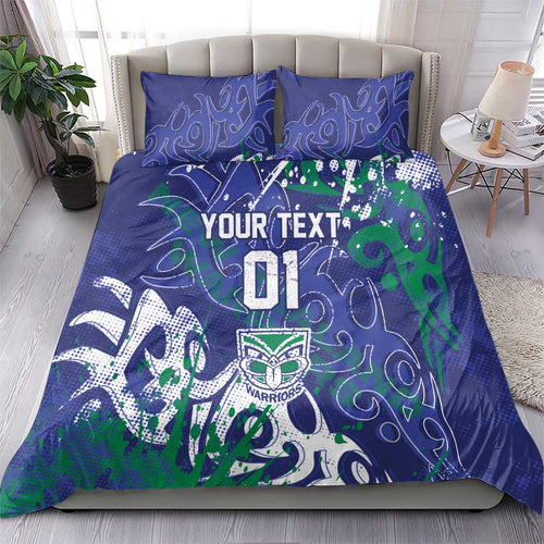 Personalized New Zealand Warriors Rugby Bedding Set Urban Street Graffiti Style - Distressed Splatter Elements