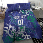 Personalized New Zealand Warriors Rugby Bedding Set Urban Street Graffiti Style - Distressed Splatter Elements