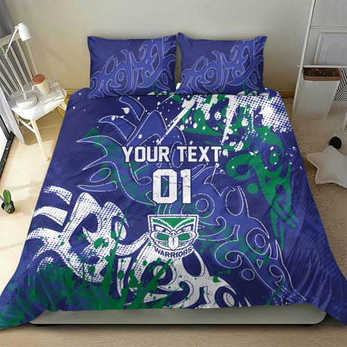 Personalized New Zealand Warriors Rugby Bedding Set Urban Street Graffiti Style - Distressed Splatter Elements