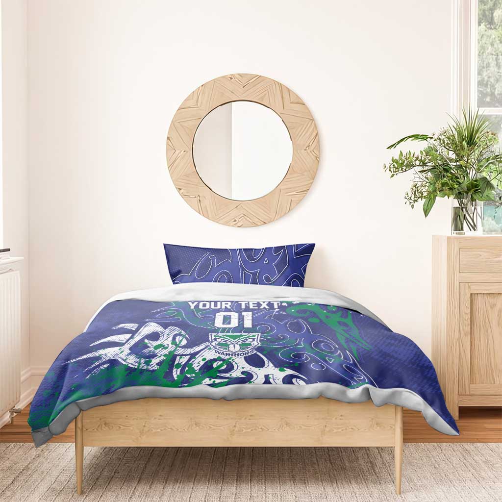 Personalized New Zealand Warriors Rugby Bedding Set Urban Street Graffiti Style - Distressed Splatter Elements