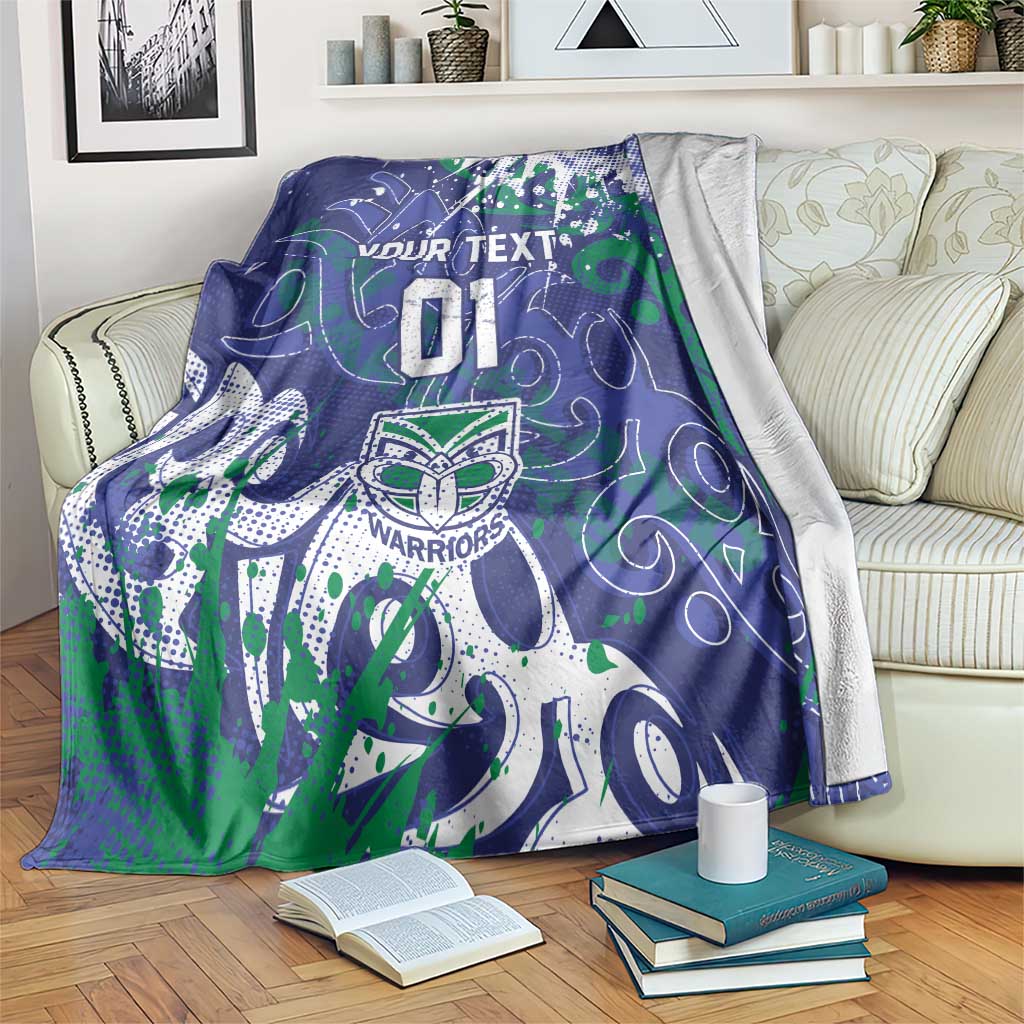 Personalized New Zealand Warriors Rugby Blanket Urban Street Graffiti Style - Distressed Splatter Elements