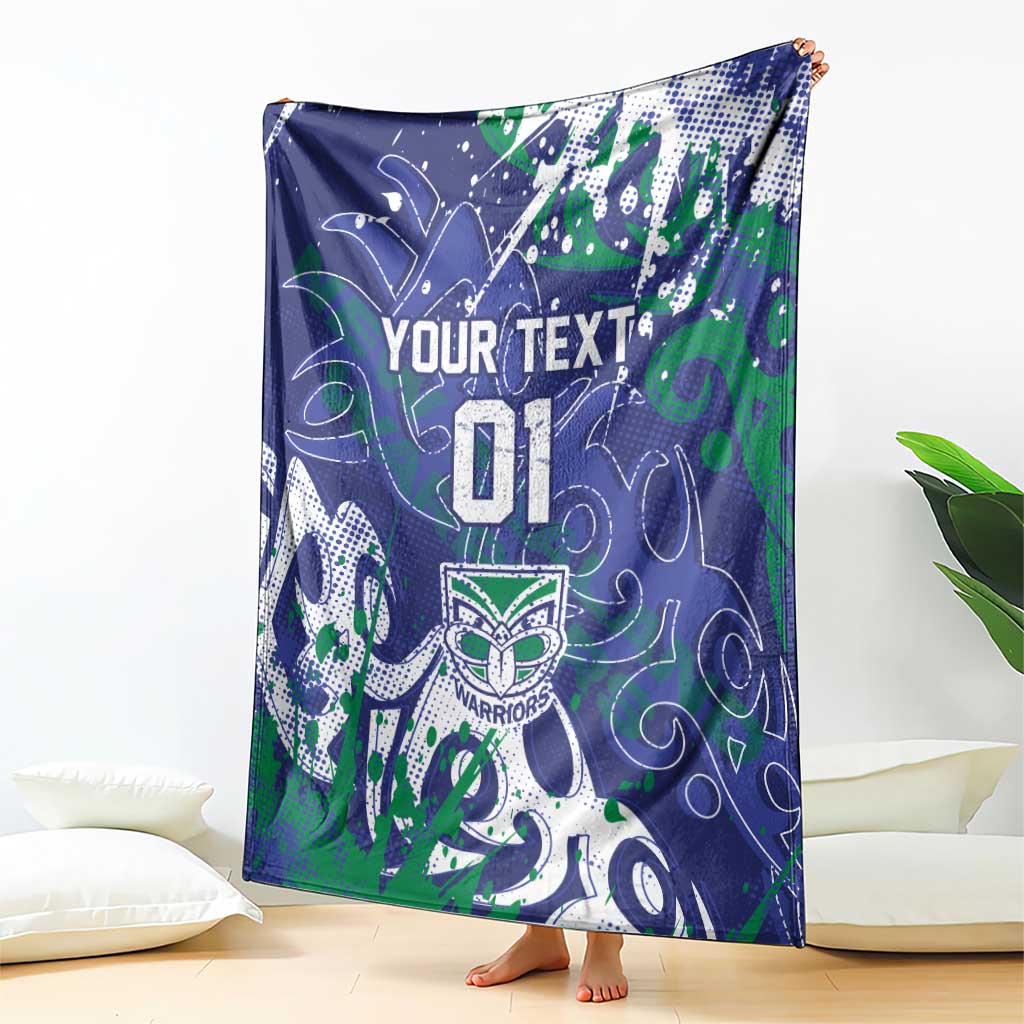 Personalized New Zealand Warriors Rugby Blanket Urban Street Graffiti Style - Distressed Splatter Elements