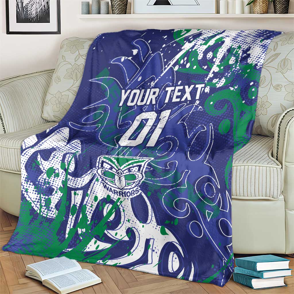 Personalized New Zealand Warriors Rugby Blanket Urban Street Graffiti Style - Distressed Splatter Elements