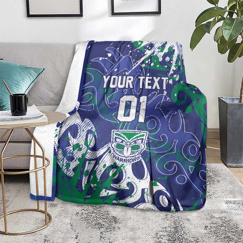 Personalized New Zealand Warriors Rugby Blanket Urban Street Graffiti Style - Distressed Splatter Elements