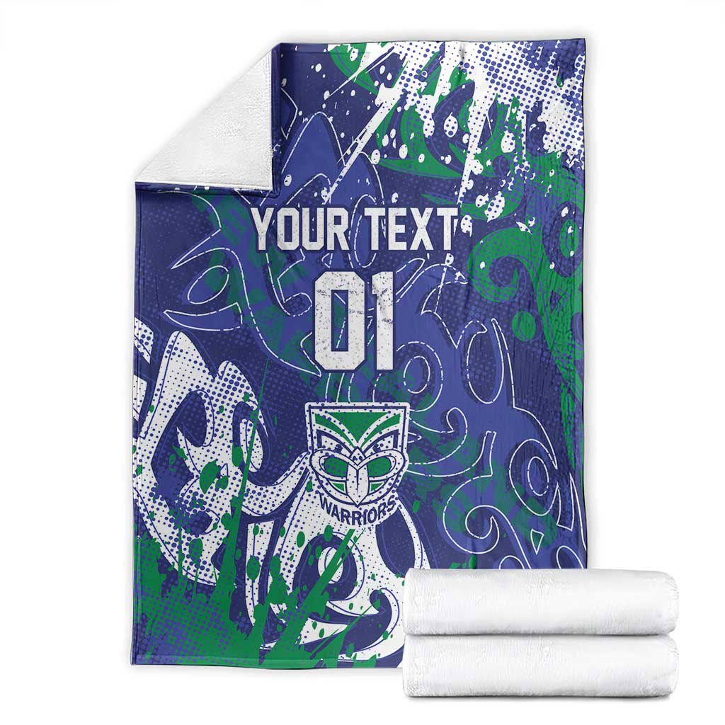 Personalized New Zealand Warriors Rugby Blanket Urban Street Graffiti Style - Distressed Splatter Elements