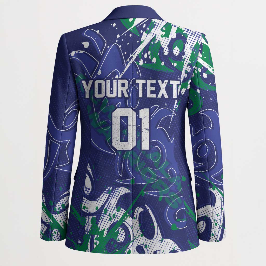 Personalized New Zealand Warriors Rugby Blazer Urban Street Graffiti Style - Distressed Splatter Elements