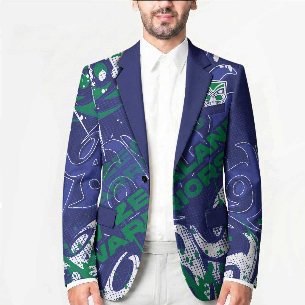 Personalized New Zealand Warriors Rugby Blazer Urban Street Graffiti Style - Distressed Splatter Elements