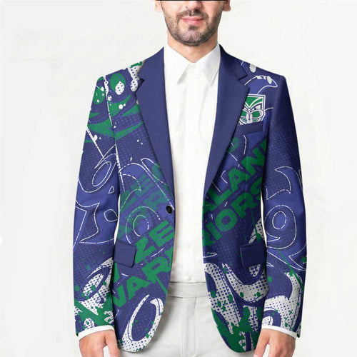 Personalized New Zealand Warriors Rugby Blazer Urban Street Graffiti Style - Distressed Splatter Elements