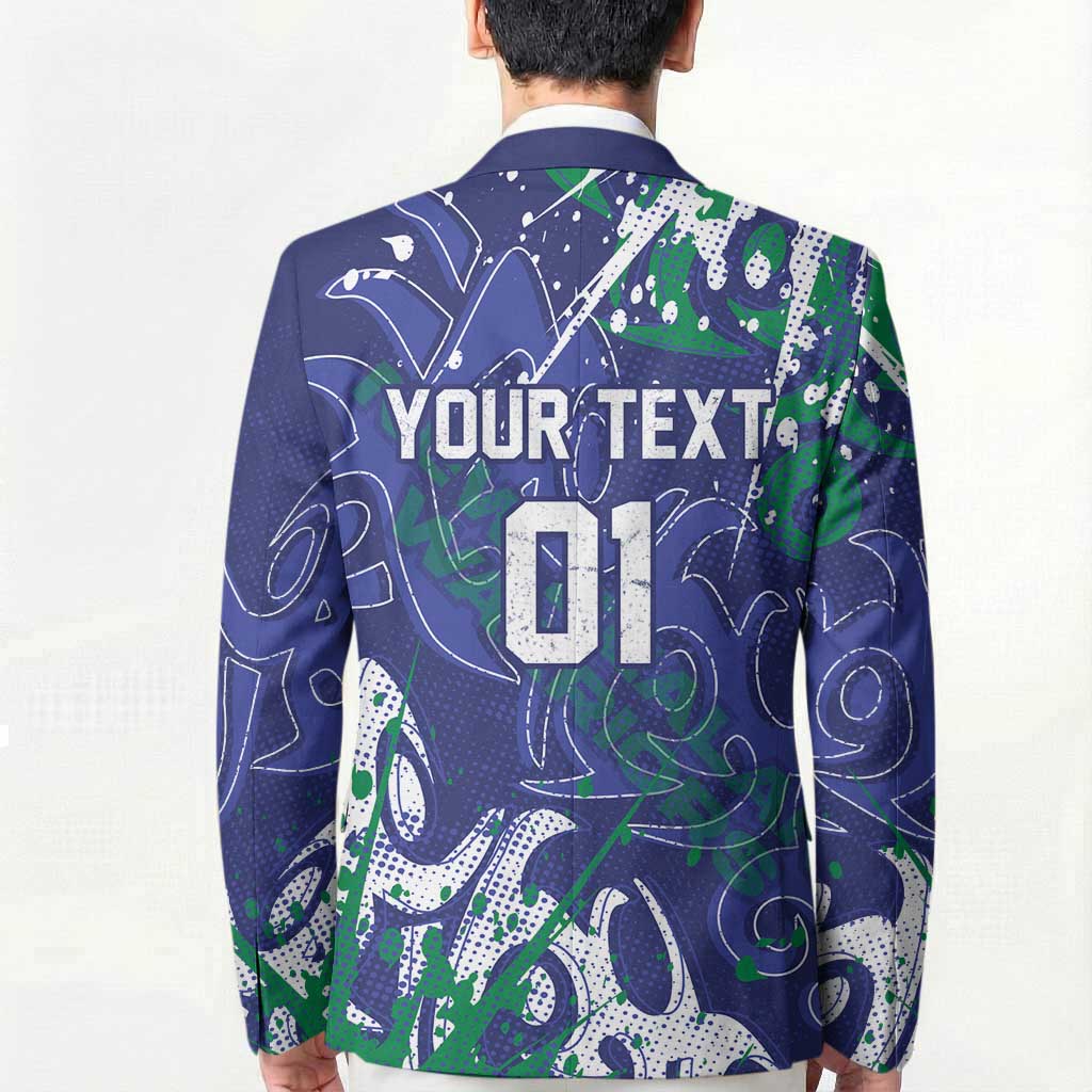 Personalized New Zealand Warriors Rugby Blazer Urban Street Graffiti Style - Distressed Splatter Elements