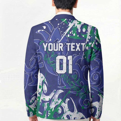 Personalized New Zealand Warriors Rugby Blazer Urban Street Graffiti Style - Distressed Splatter Elements