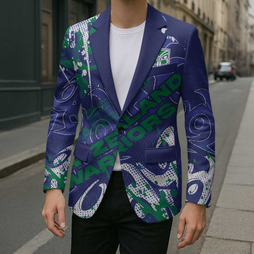 Personalized New Zealand Warriors Rugby Blazer Urban Street Graffiti Style - Distressed Splatter Elements