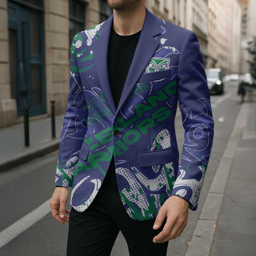 Personalized New Zealand Warriors Rugby Blazer Urban Street Graffiti Style - Distressed Splatter Elements