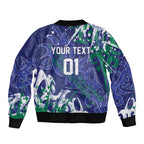 Personalized New Zealand Warriors Rugby Bomber Jacket Urban Street Graffiti Style - Distressed Splatter Elements