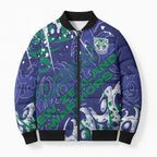 Personalized New Zealand Warriors Rugby Bomber Puffer Jacket Urban Street Graffiti Style - Distressed Splatter Elements
